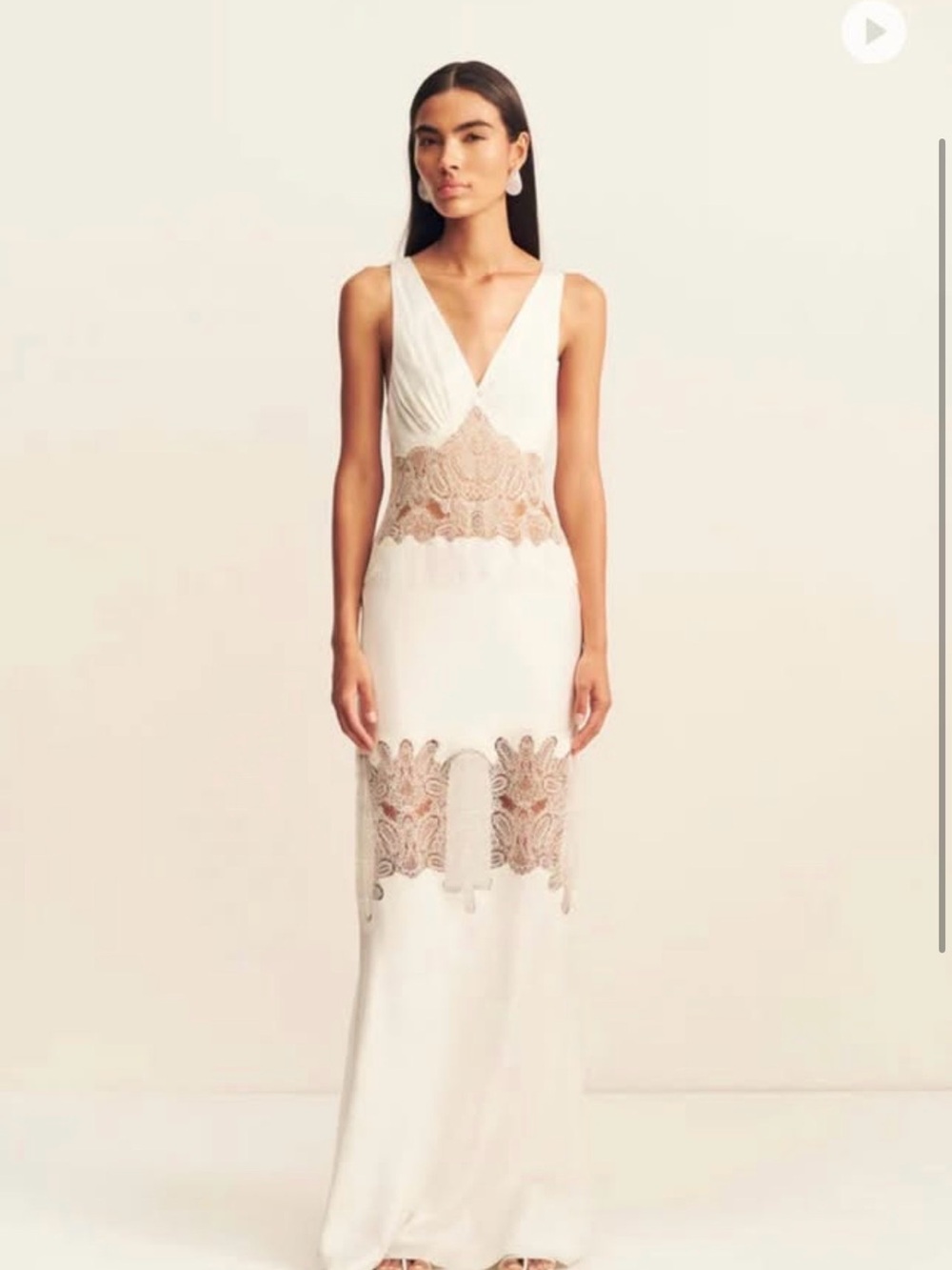 Shona Joy White Maxi Dress with Nude Lace Insets